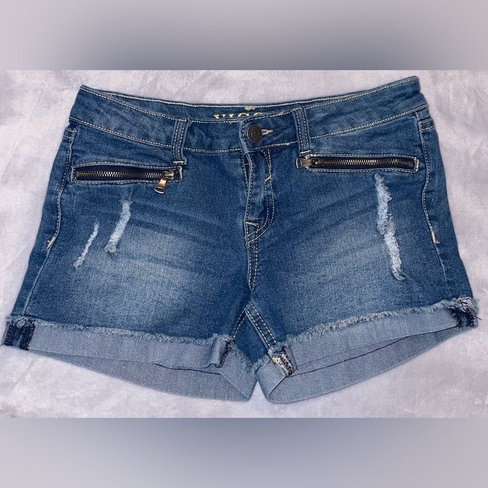 Vigoss Girl’s The Malibu Mid Jean Cuffed Shorts Denim Size 14